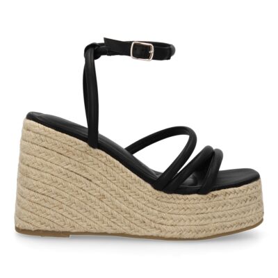 Sandalia de cuña de yute para mujer, diseño comodo y elegante con tiras cruzadas en la pala - Imagen 2
