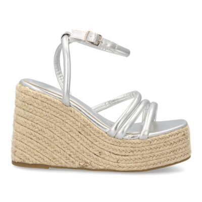 Sandalia de cuña de yute para mujer, diseño comodo y elegante con tiras cruzadas en la pala - Imagen 2