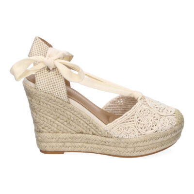 Sandalia de Cuña de Yute para Mujer, Diseño Comodo y Moderno, Elegante con Cintas - Imagen 2
