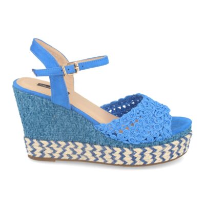 Sandalia de Cuña con Yute MultiColor y Pala Trenzada en Circulos