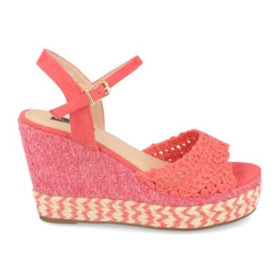 Sandalia de Cuña con Yute MultiColor y Pala Trenzada en Circulos