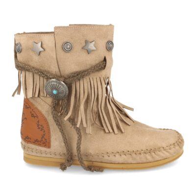 Botin de Mujer Plano con Flecos y Adornos