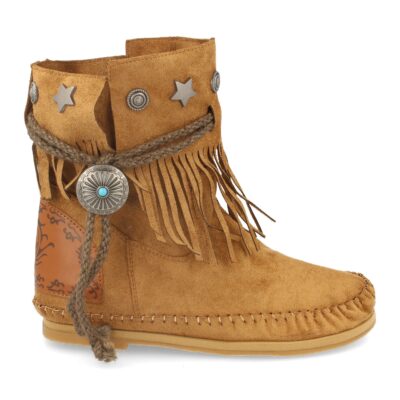 Botin de Mujer Plano con Flecos y Adornos