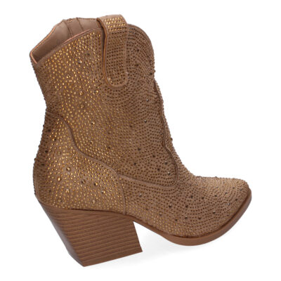 Botines de Tacón Cubano para Mujer, Adornos Brillantes, Diseño Comodo - Imagen 4