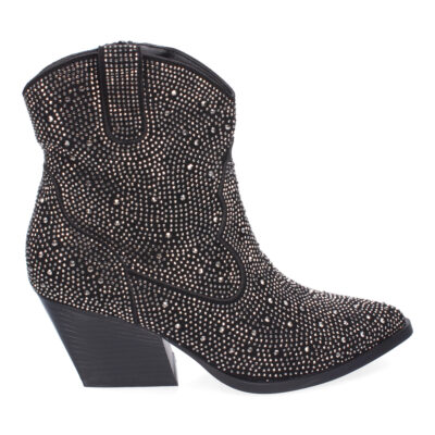 Botines de Tacón Cubano para Mujer, Adornos Brillantes, Diseño Comodo - Imagen 2