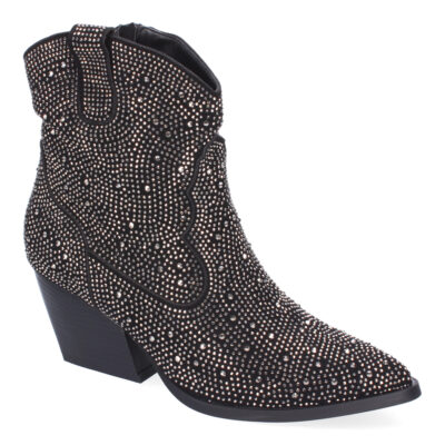 Botines de Tacón Cubano para Mujer, Adornos Brillantes, Diseño Comodo - Imagen 3