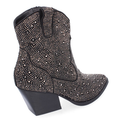 Botines de Tacón Cubano para Mujer, Adornos Brillantes, Diseño Comodo - Imagen 4