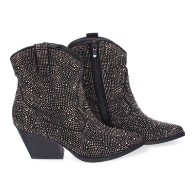 Botines de Tacón Cubano para Mujer, Adornos Brillantes, Diseño Comodo - Imagen 5