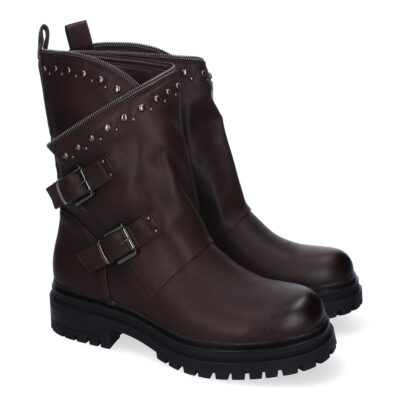 Botas de Mujer con Tachuelas, Estilo Motero, Suela Dentada, Diseño Moderno