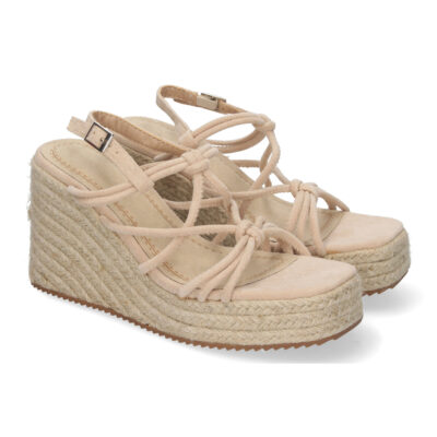 Sandalias de Cuña de Yute, para Mujer con Adornos Cruzados