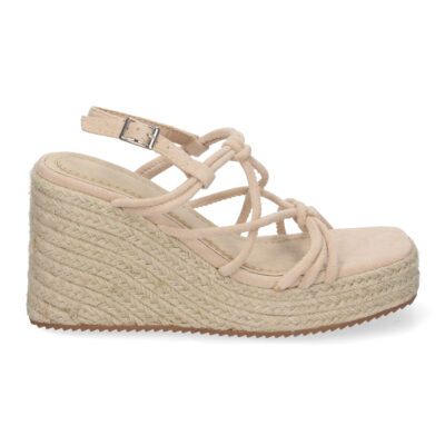 Sandalias de Cuña de Yute, para Mujer con Adornos Cruzados - Imagen 2