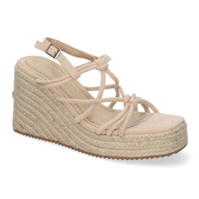 Sandalias de Cuña de Yute, para Mujer con Adornos Cruzados - Imagen 4