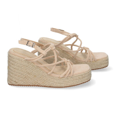 Sandalias de Cuña de Yute, para Mujer con Adornos Cruzados - Imagen 5