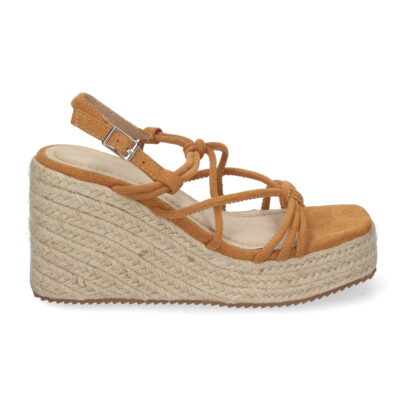 Sandalias de Cuña de Yute, para Mujer con Adornos Cruzados - Imagen 2