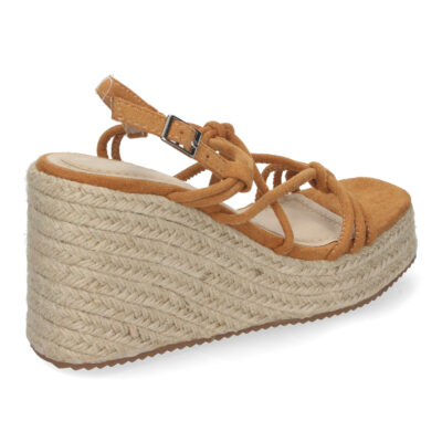 Sandalias de Cuña de Yute, para Mujer con Adornos Cruzados - Imagen 4