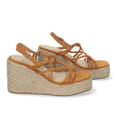 Sandalias de Cuña de Yute, para Mujer con Adornos Cruzados - Imagen 5