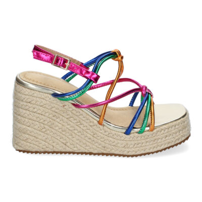 Sandalias de Cuña de Yute, para Mujer con Adornos Cruzados y Hebilla Ajustable - Imagen 2