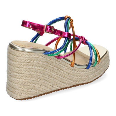 Sandalias de Cuña de Yute, para Mujer con Adornos Cruzados y Hebilla Ajustable - Imagen 4