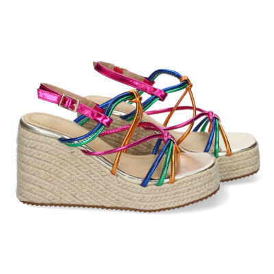 Sandalias de Cuña de Yute, para Mujer con Adornos Cruzados y Hebilla Ajustable - Imagen 5