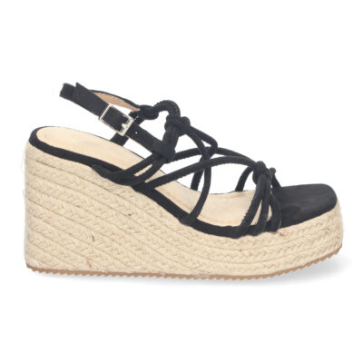 Sandalias de Cuña de Yute, para Mujer con Adornos Cruzados - Imagen 2