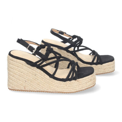 Sandalias de Cuña de Yute, para Mujer con Adornos Cruzados - Imagen 5