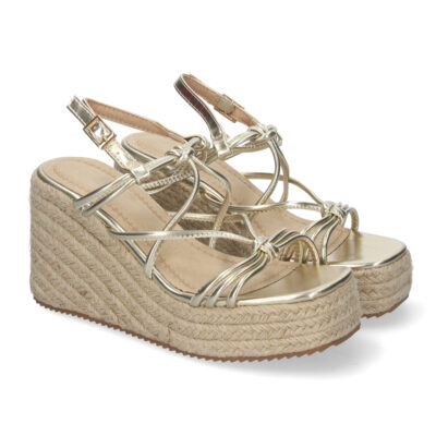 Sandalias de Cuña de Yute, para Mujer con Adornos Cruzados
