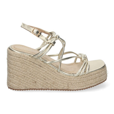 Sandalias de Cuña de Yute, para Mujer con Adornos Cruzados - Imagen 2