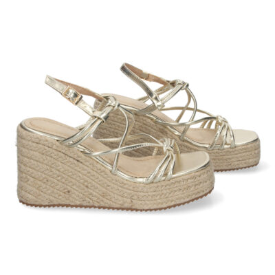 Sandalias de Cuña de Yute, para Mujer con Adornos Cruzados - Imagen 3