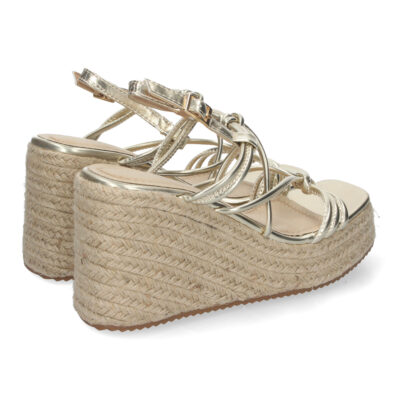 Sandalias de Cuña de Yute, para Mujer con Adornos Cruzados - Imagen 4