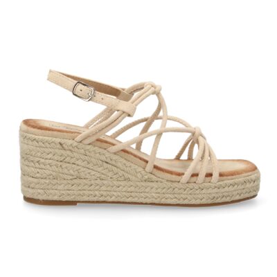 Sandalias de cuña de yute para mujer, comodas y elegantes diseño moderno con tiras cruzadas - Imagen 2