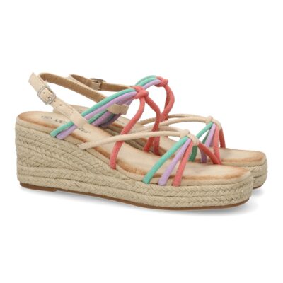 Sandalias de cuña de yute para mujer, comodas y elegantes diseño moderno con tiras cruzadas