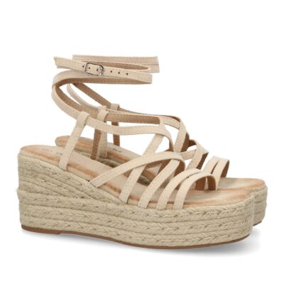 Sandalias de cuña de yute para mujer, diseño comodo y moderno con tiras cruzadas