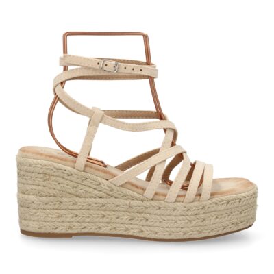 Sandalias de cuña de yute para mujer, diseño comodo y moderno con tiras cruzadas - Imagen 3