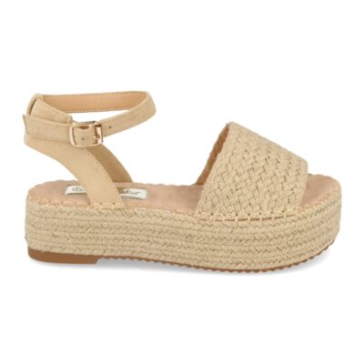 Sandalia de Plataforma con Yute Estilo Ankle Strap con Hebilla