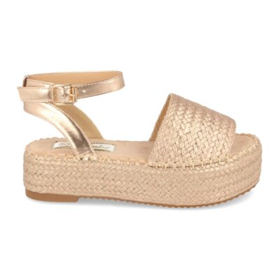 Sandalia de Plataforma con Yute Estilo Ankle Strap con Hebilla