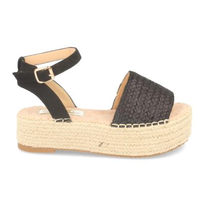 Sandalia de Plataforma con Yute Estilo Ankle Strap con Hebilla