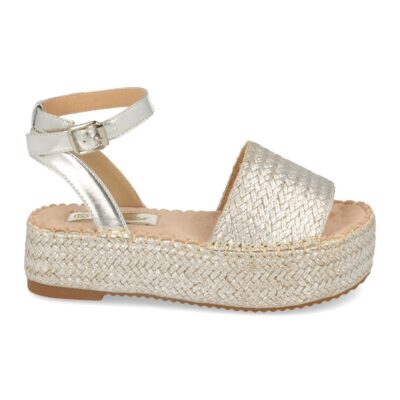Sandalia de Plataforma con Yute Estilo Ankle Strap con Hebilla