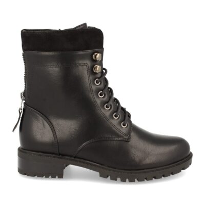Botin Militar Adornado con Cremallera y Cierre de Cordones