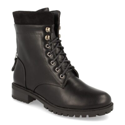 Botin Militar Adornado con Cremallera y Cierre de Cordones - Imagen 2