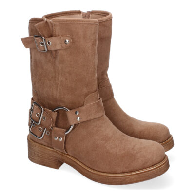 Botines de Mujer con Hebilla Metálica, Estilo Motero, Cómodas