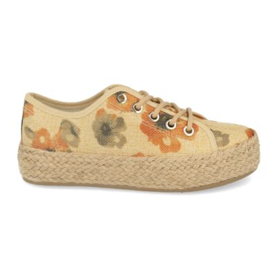 Zapato de Mujer con Cordones, Yute y Estampado
