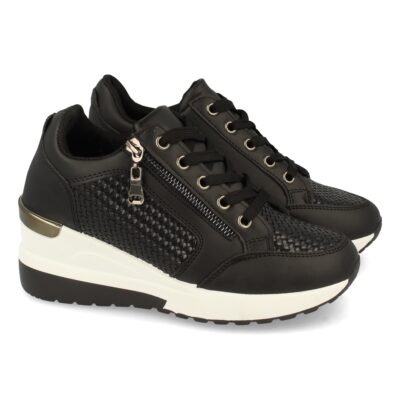 Zapatilla de Cuña con Cremallera y Cordones