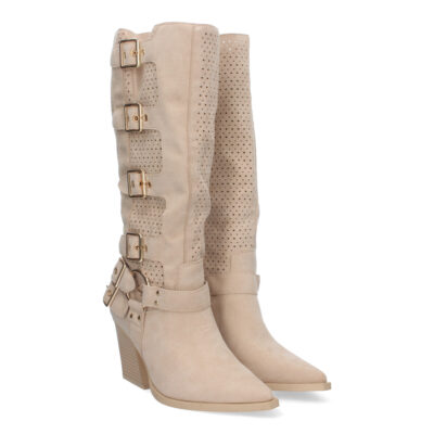 Botines de Mujer con Tacón Bajo y Adornos de Hebillas