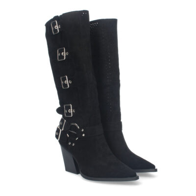 Botines de Mujer con Tacón Bajo y Adornos de Hebillas