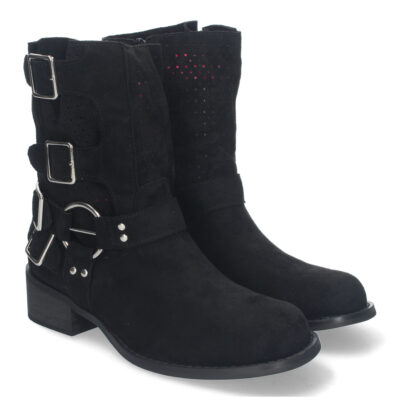 Botines de Mujer con Tacón Bajo y Adornos de Hebillas