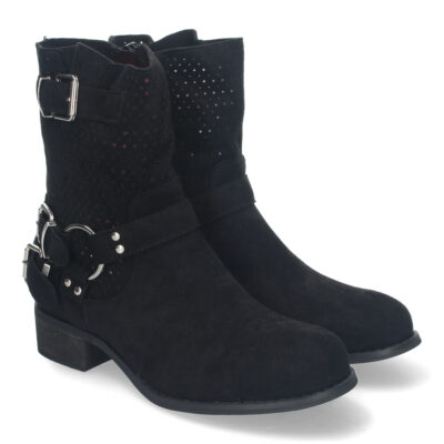 Botines de Mujer con Tacón Bajo y Adornos de Hebillas