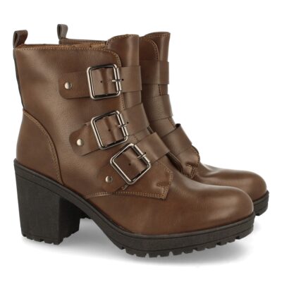 Botin de Tacon con Hebillas y Cremallera