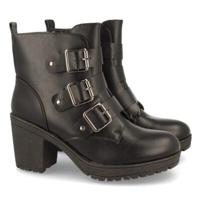 Botin de Tacon con Hebillas y Cremallera