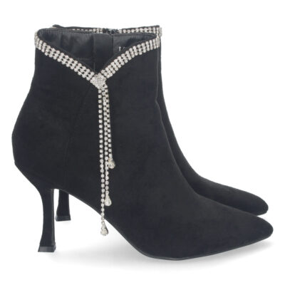 Botin de Tacon Fino con Flecos de Strass