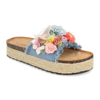 Sandalia de Plataforma con Yute y Pala Adornada con Flores - Imagen 2